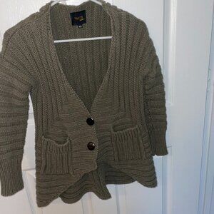 Vaute Couture Forest Green Open Cardigan Sweater (XS)